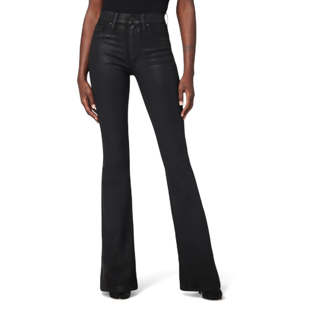 Hudson  Barbara High-Rise Bootcut Jeans Coated Black Denim Size 27